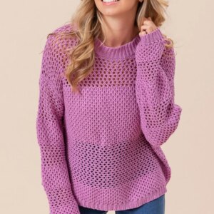 Maxct &BiBi Openwork Long Sleeve Knit Top
