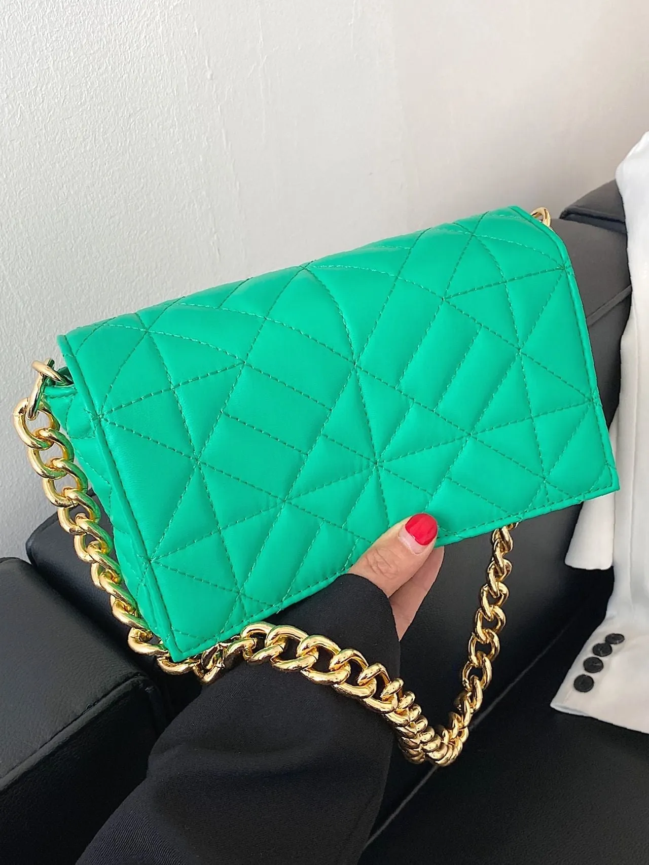 Bag For Love - Minimalist Quilted Flap Square Bag - Women Maxct Bags