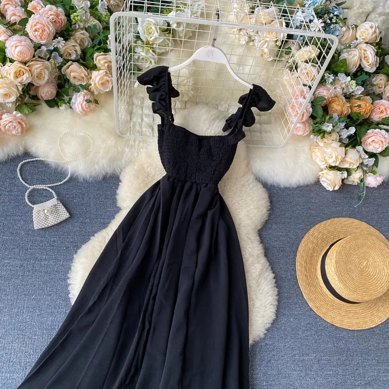 High Waist Slash Neck Women Long Dress Elegant Big Swing A-line Vestidos Verano Vintage Green/Red Party Robe For Female