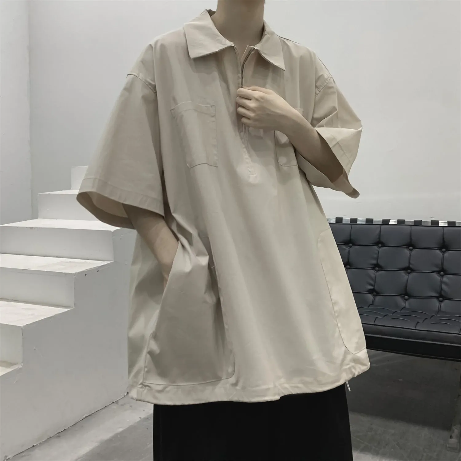 Retro Zipper Wide-sleeve Shirt Maxct