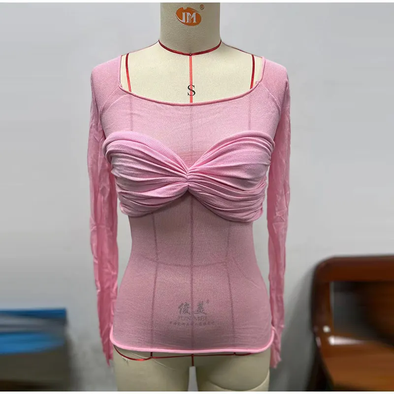 Sexy Transparent Off Shoulder Shirts Women Slim Fit Solid Perspective Thin T-Shirt Female Autumn Chic Elegant Daily Tops