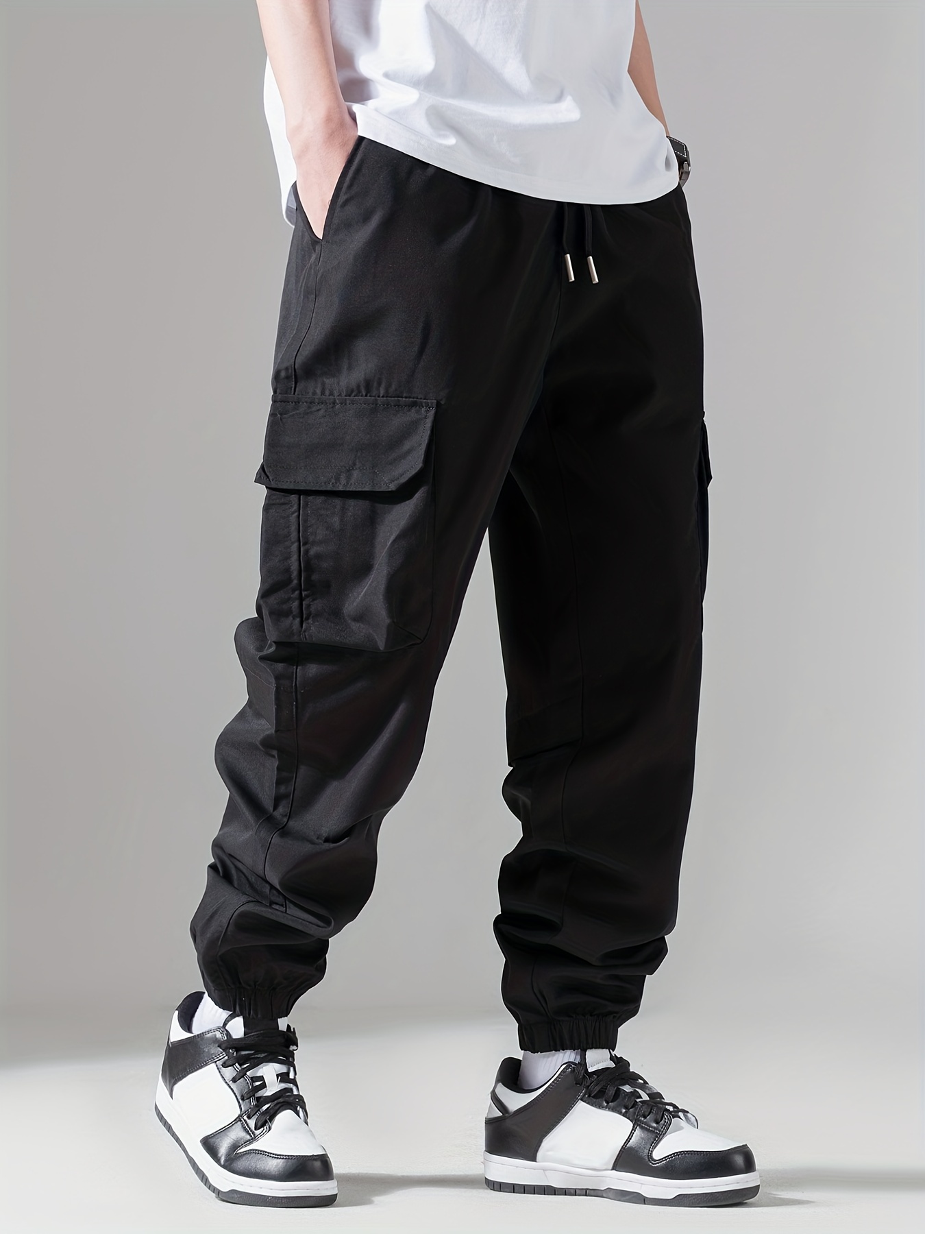 Casual Loose Fit Multi-pocket Drawstring Cargo Pants, Men's Joggers For Spring And Fall Outdoor