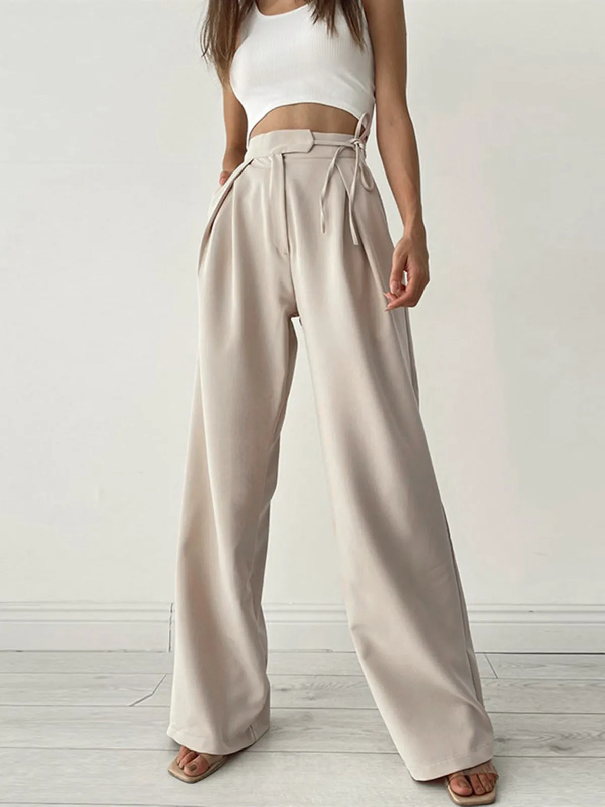 Maxct Palazzo Tied Wide Leg Dress Pants