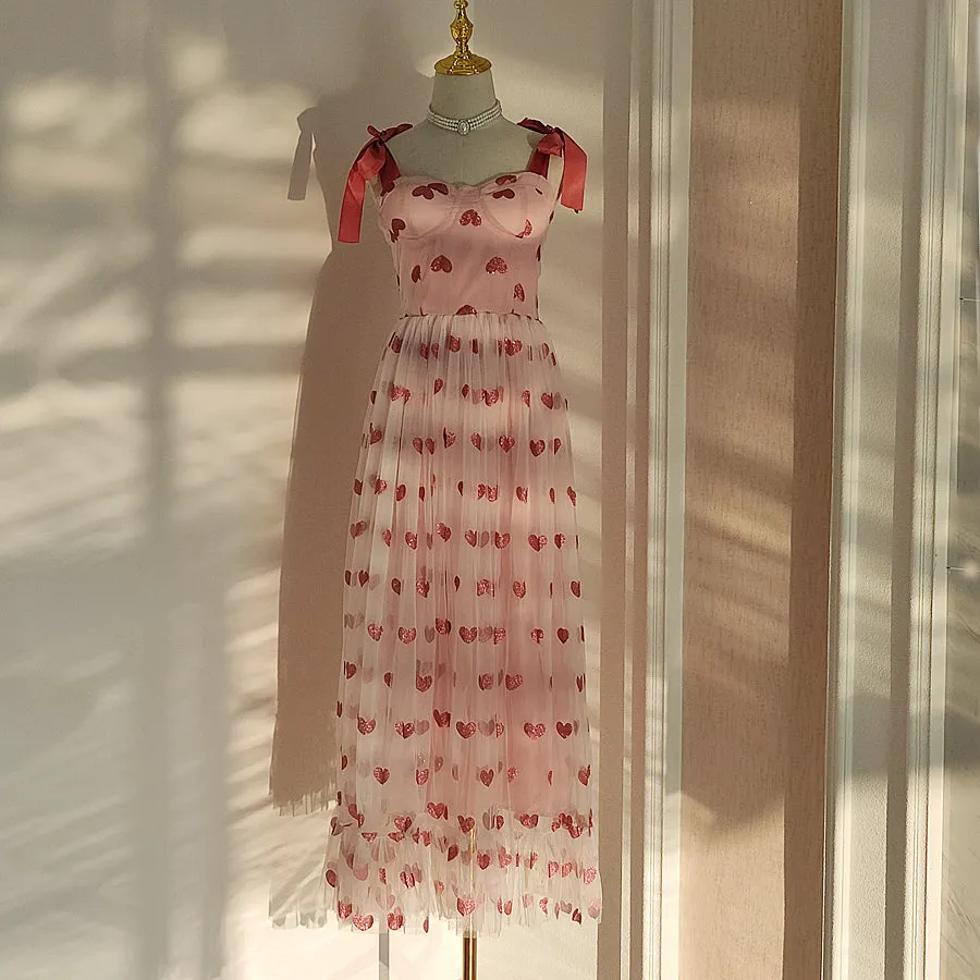 Glitter Hearts Tulle Maxi Dress Maxct