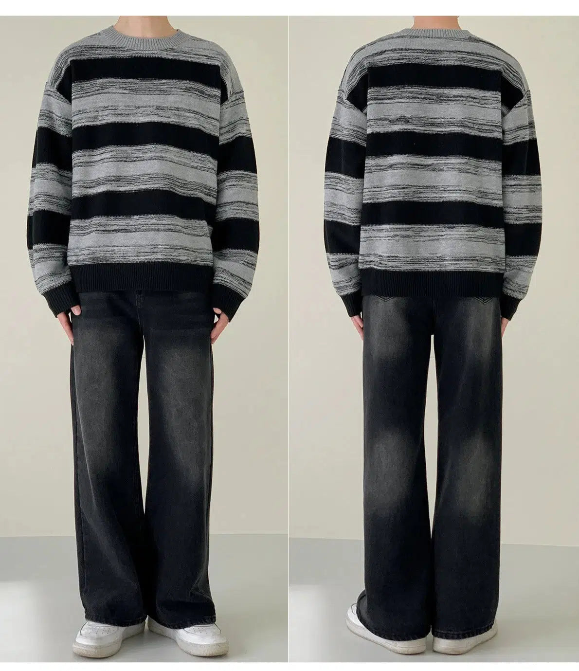 Maxct Black And Gray Striped Sweater