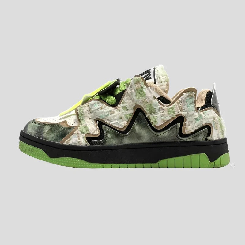 Broken Style Camo Print Green Sneakers Maxct