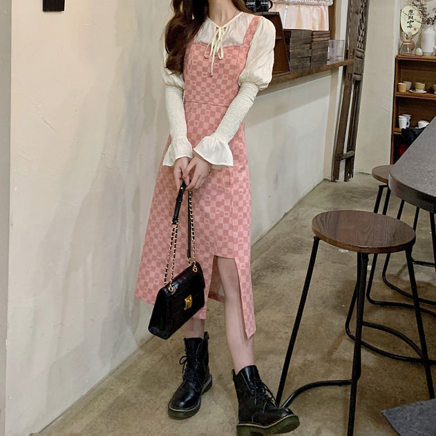 Heart Checkerboard Asymmetrical Dress Maxct