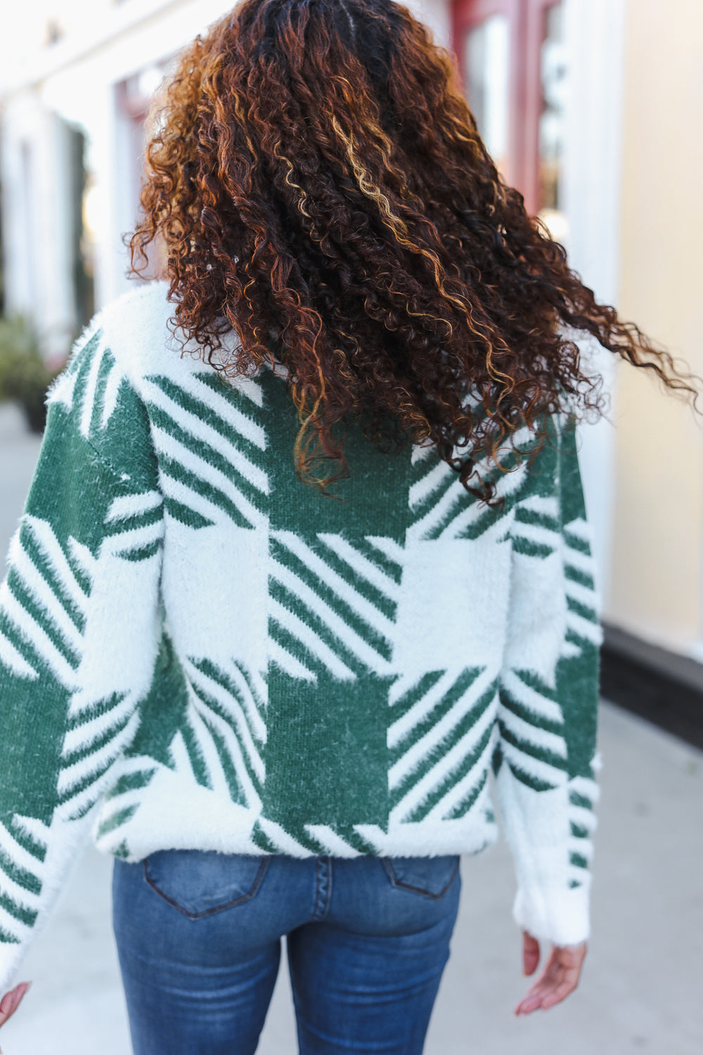 Maxct &Under The Christmas Tree Green Plaid Soft Brushed Hairy Sweater