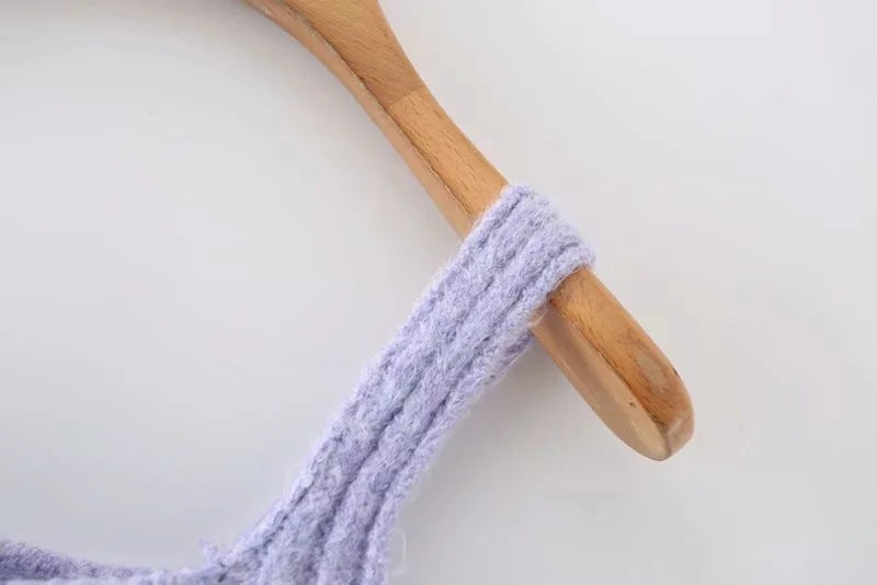 Maxct Knitted Purple Sling V-neck Cardigan