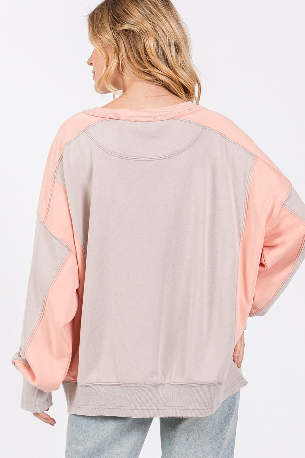 Maxct &SAGE + FIG Color Block Round Neck Sweatshirt