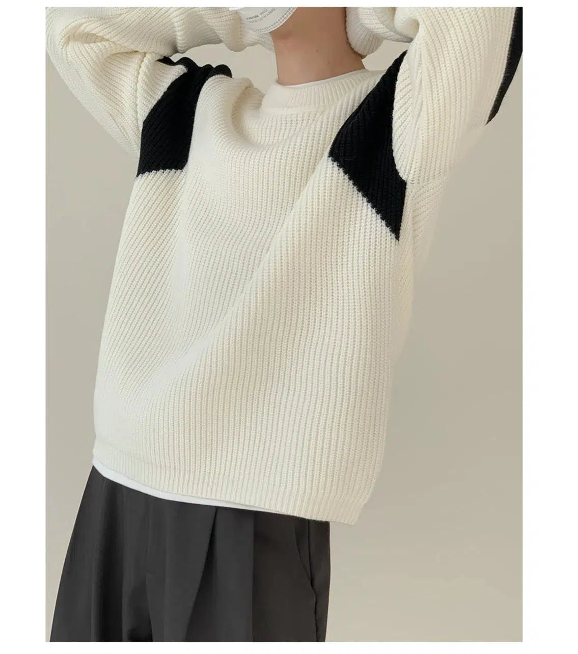 Maxct Color Block Crew Neck Sweater