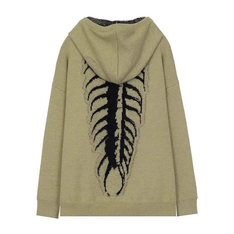 Hoodie Grunge Centipede Bone Knitted American Style Unisex Maxct