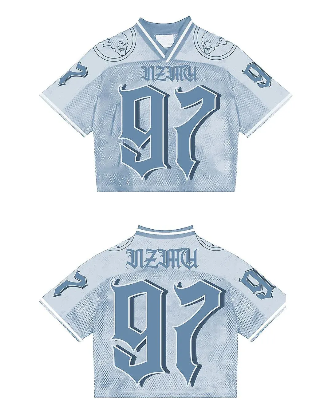 Maxct American Harajuku Trendy Y2K English Printed Baseball Sports Short-sleeved Men's Loose Casual Street T-shirt Football Jersey