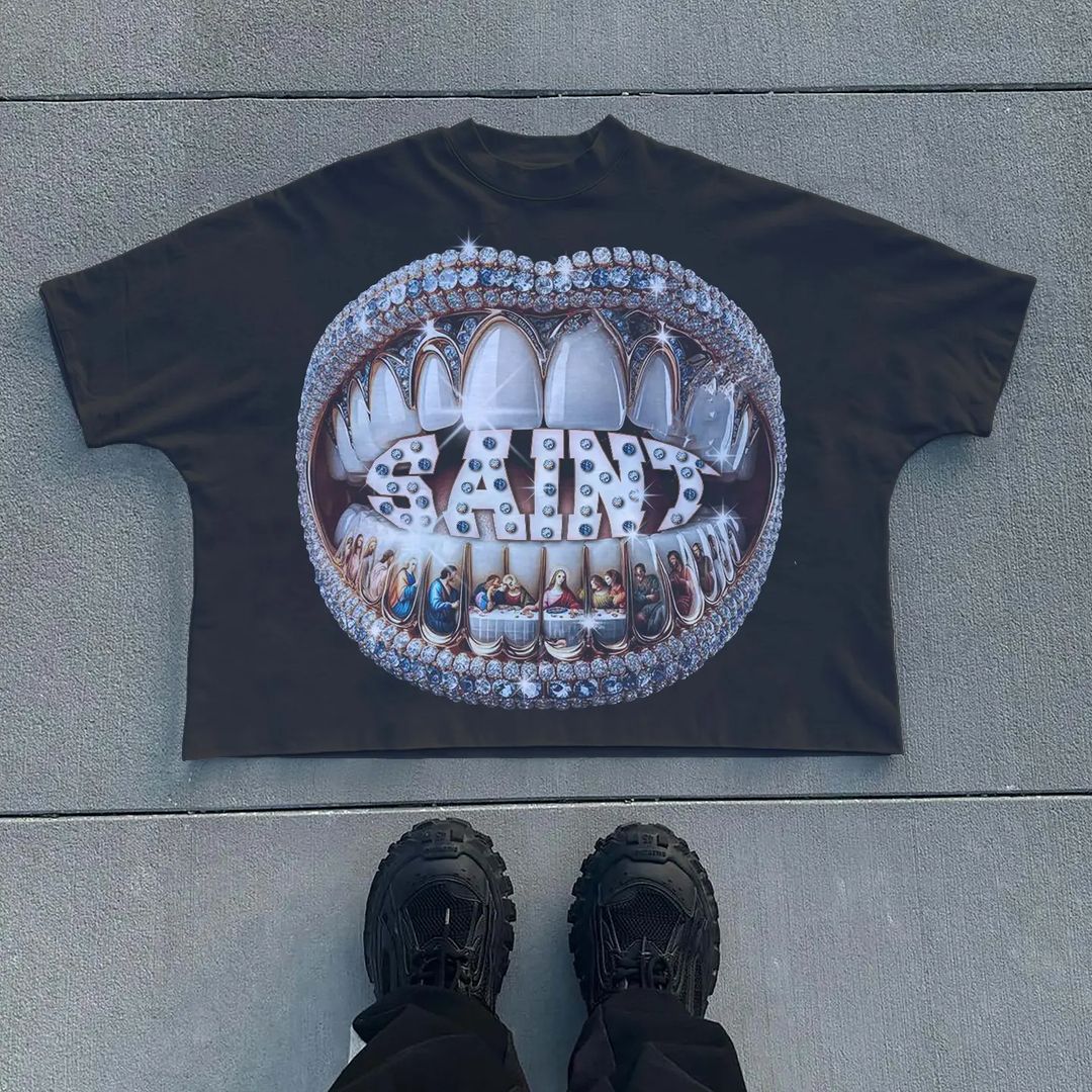 Oversized T Shirt Summer Men American Retro Y2K Casual Cotton Hip Hop Round Neck Short Sleeve Streetwear Trendy Design Prints