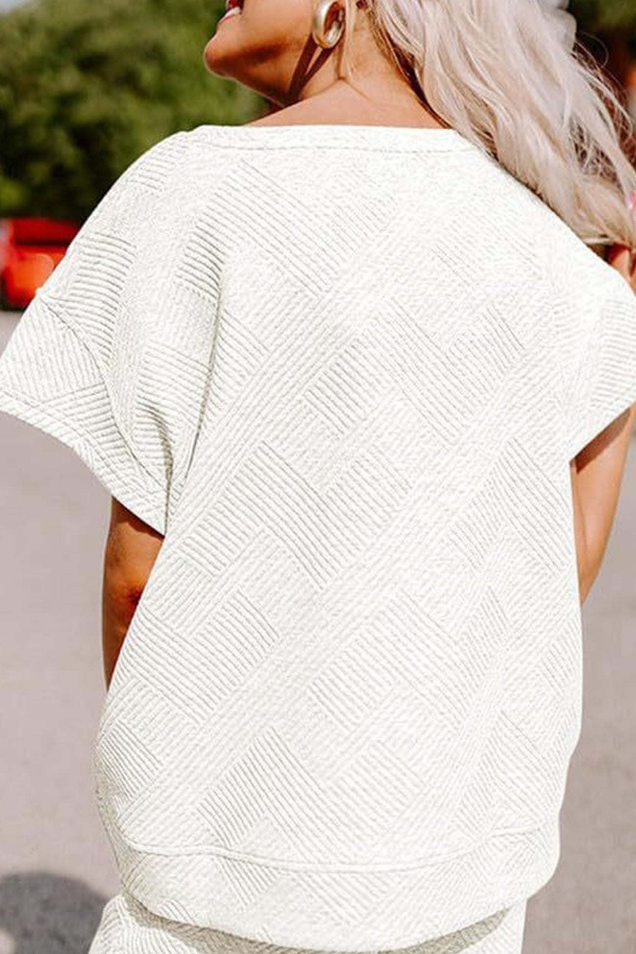 Maxct Solid Textured T-shirt Long Pants Set