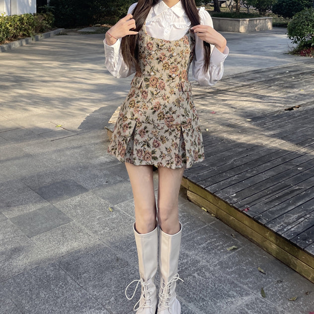 Rustic Floral Twofer Dress Maxct