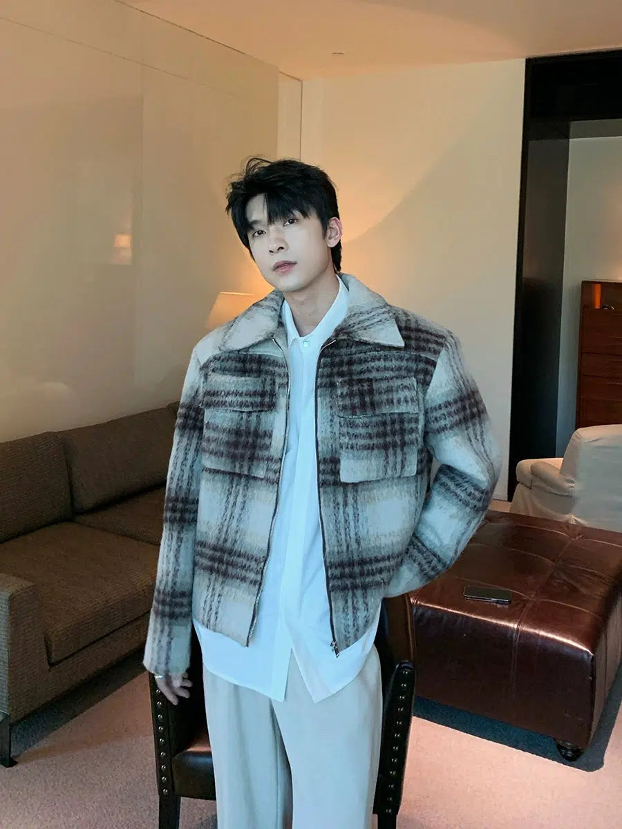Maxct Short Plaid Woolen Coat