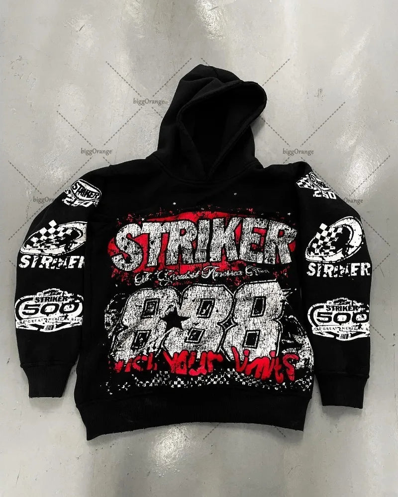 Maxct European and American High Street Fashion Brand Clothing Printed Loose Pullover Hoodie Men Street Hip-hop Oversized Sweatshirt