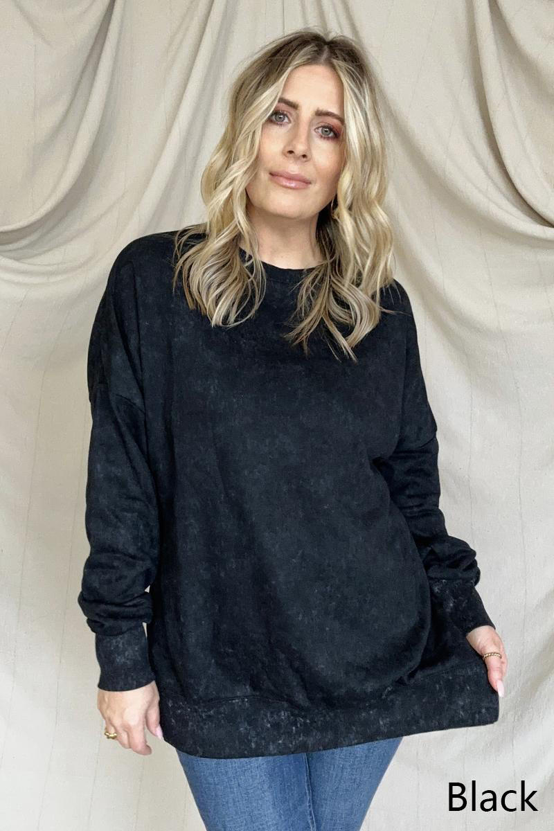 Maxct &Drop Shoulder Ribbed Trim Oversized Sweatshirt