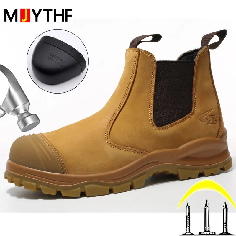 Genuine Leather Work Safety Chelsea Boots for Men Maxct