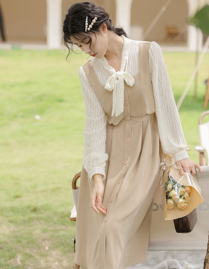 Scallop Button Up Twofer Dress Maxct