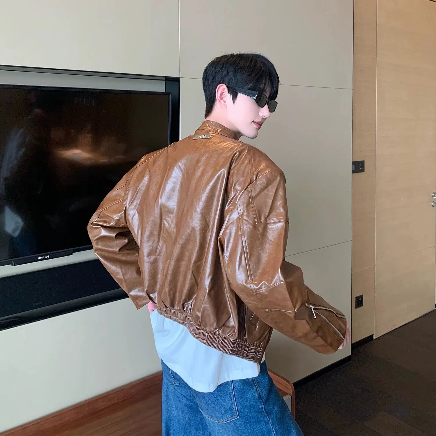 Maxct Shoulder Pad Leather Jacket