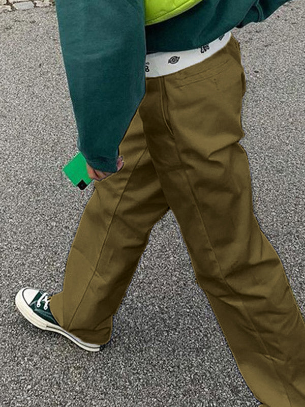 Patchwork Waist Straight Leg Pants Maxct