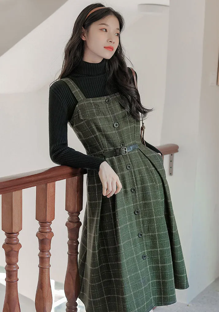 Button Up Plaid Cami Midi Dress Maxct
