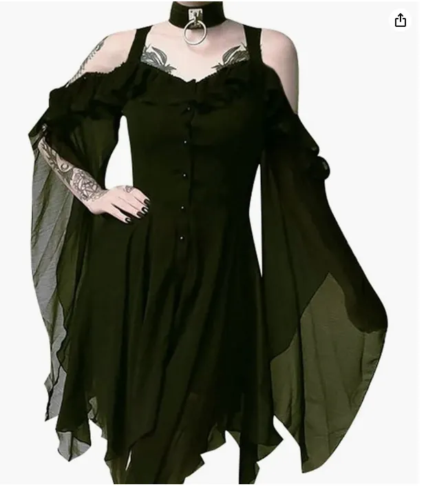 Maxct winter outfits men Ebay5 Color Size 8 Sling off-the-Shoulder Large Swing Sleeve Irregular Button Dress