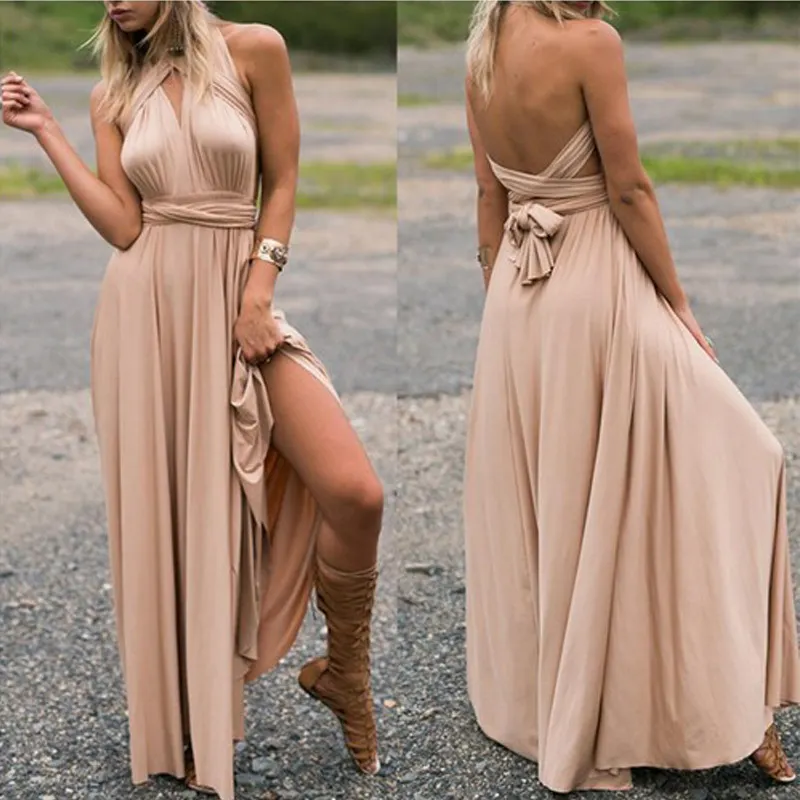 Maxct men costume ideas Multi-Wear Multi-Rope Cross Backless Sexy Bandage Dress Long Dress