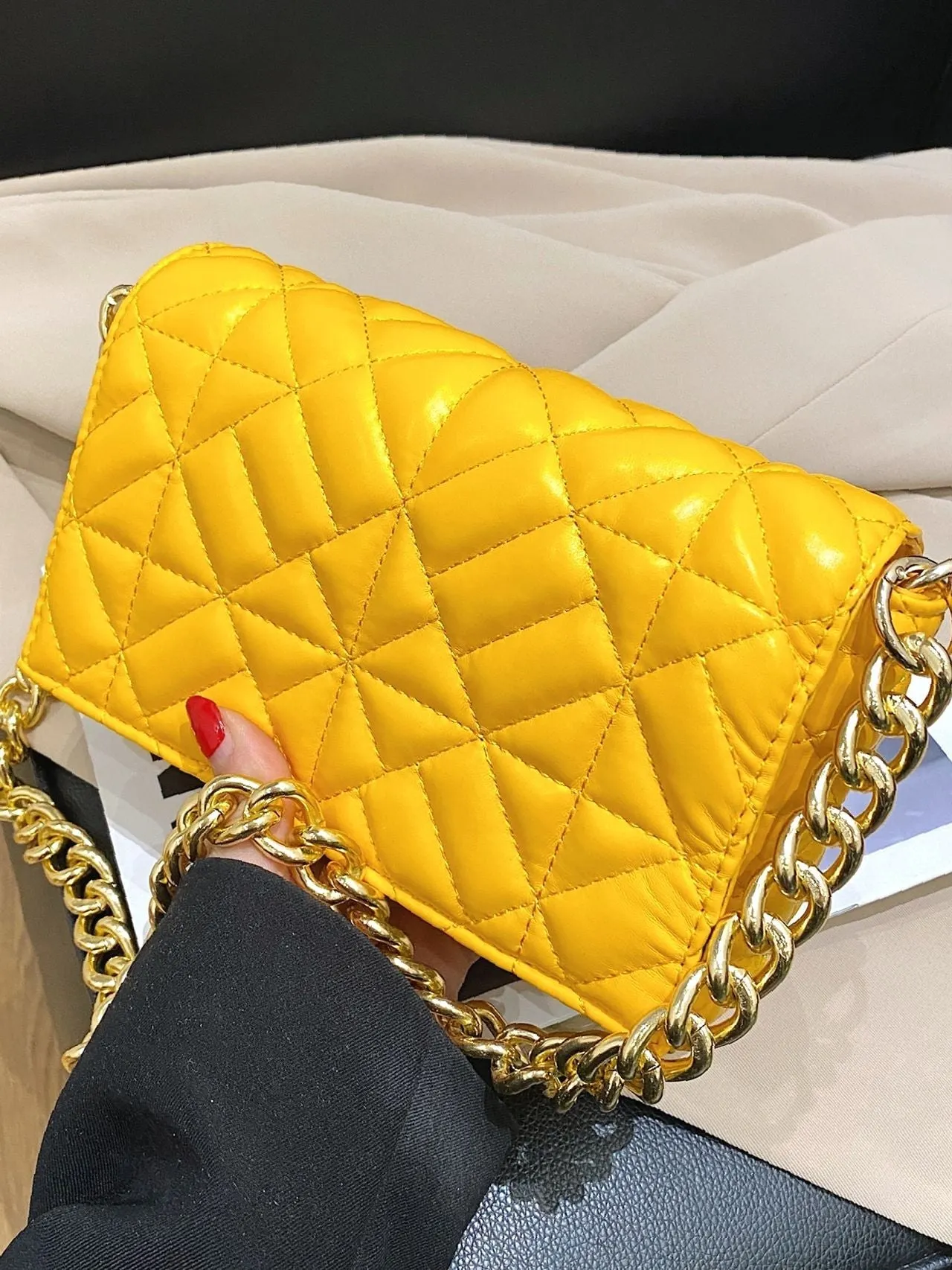 Bag For Love - Minimalist Quilted Flap Square Bag - Women Maxct Bags