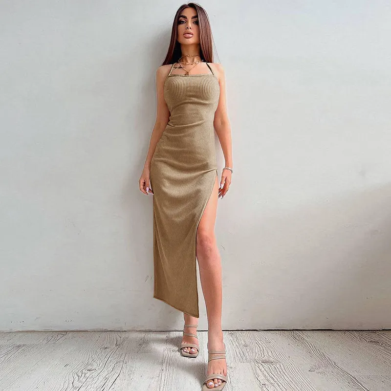 Maxct Knitted Suspender Sexy Split Dress Summer Women's Temperament Spicy Dress