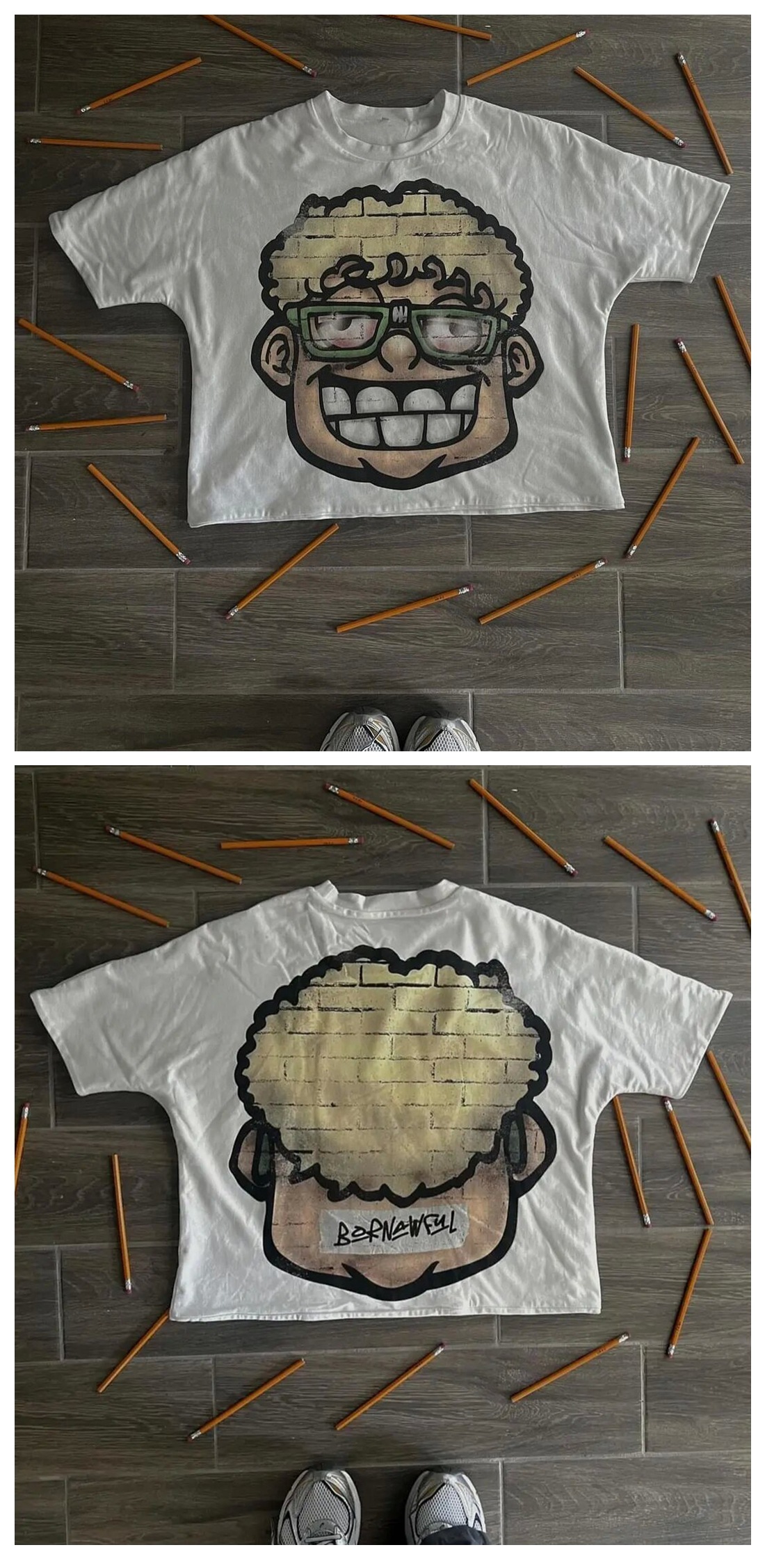 Maxct street fashion men streetwear Street T-shirt Men's Y2g Hip Hop Rock Cartoon Pattern Printed Sweatshirt Graffiti Graphic Oversized round Neck Short Sleeve