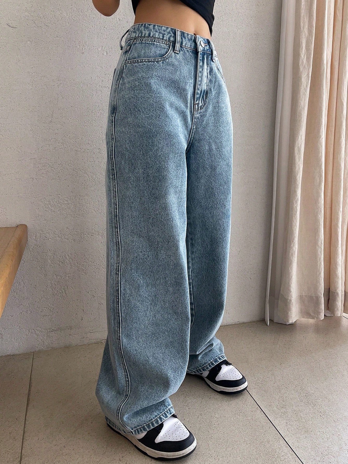 Maxct Women's Casual Loose Fit Wide Leg Denim Pants With Pockets, Ideal For Daily And Travel