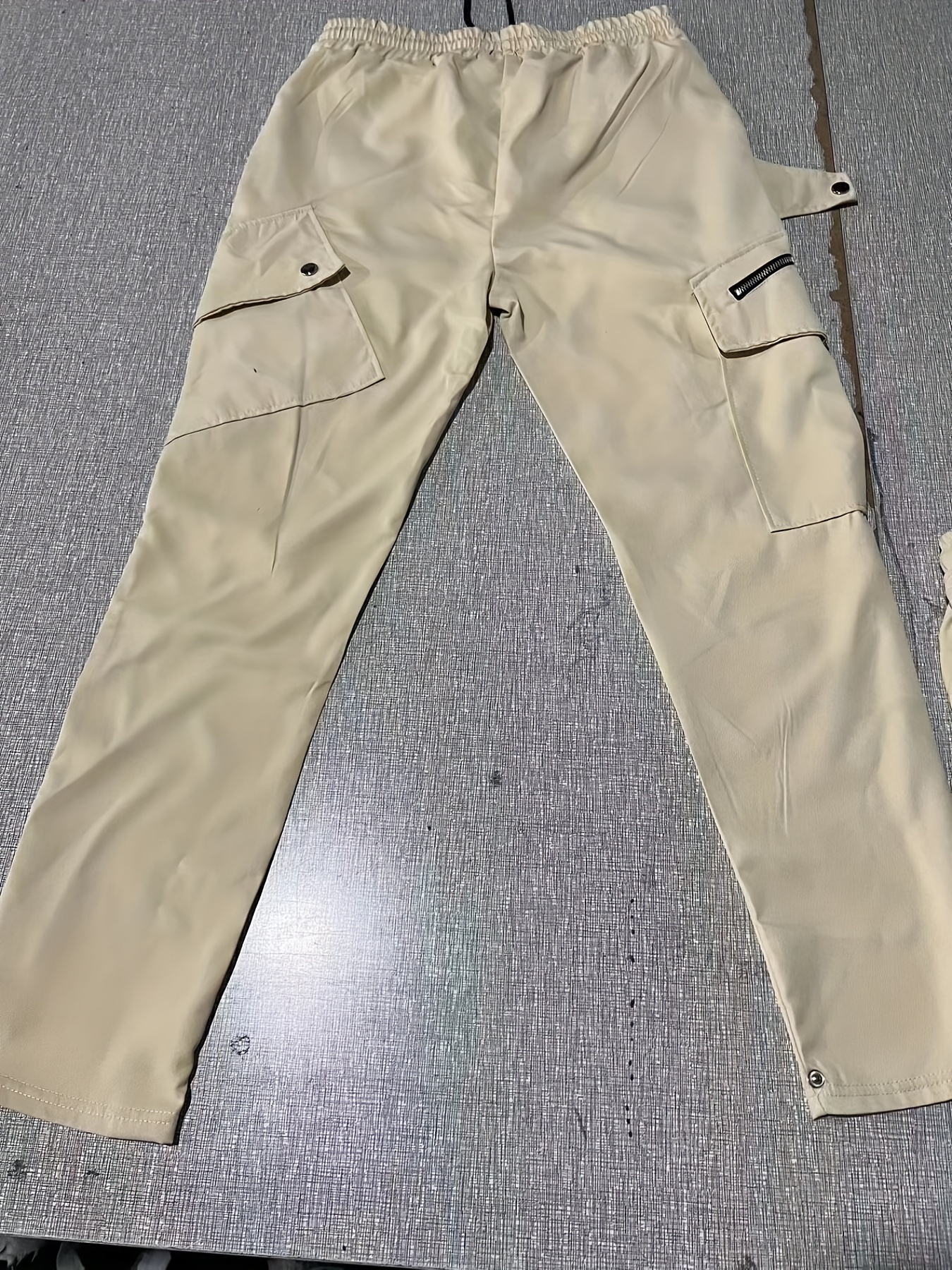 Men's Drawstring Cargo Pants, Zip Pocket Slim Fit Trendy Outdoor Pants, Mens Work Pants, Tactical Pants