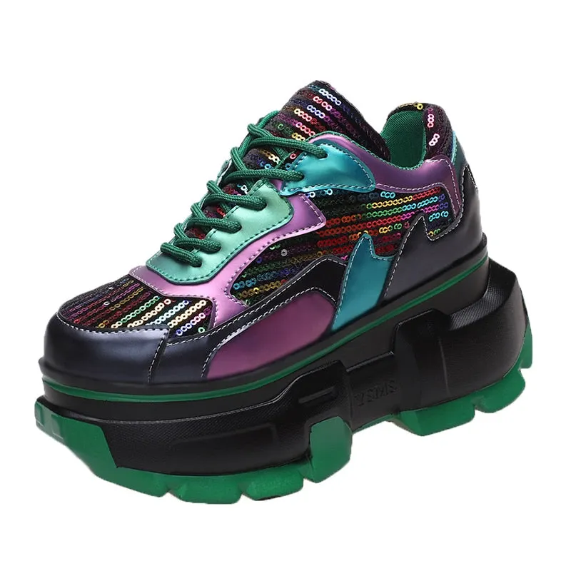 Women Chunky Sneakers - Metallic Bling Maxct