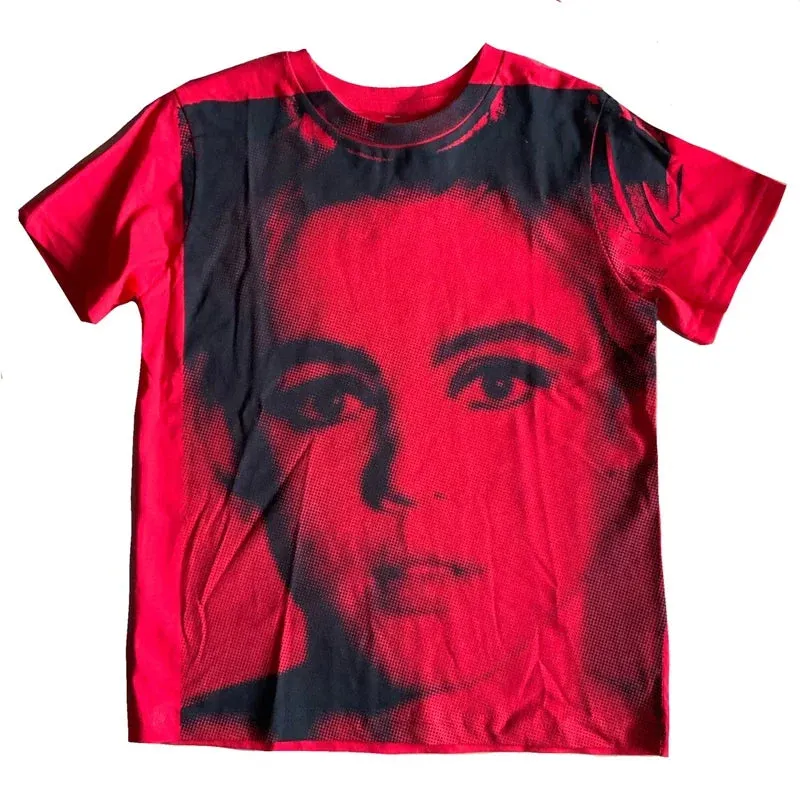 Maxct 90s Vintage Portrait Graphic Print T-shirt Harajuku Crop Top Y2K Aesthetic Summer Slim Fit Tees Tops Women Streetwear Gothic