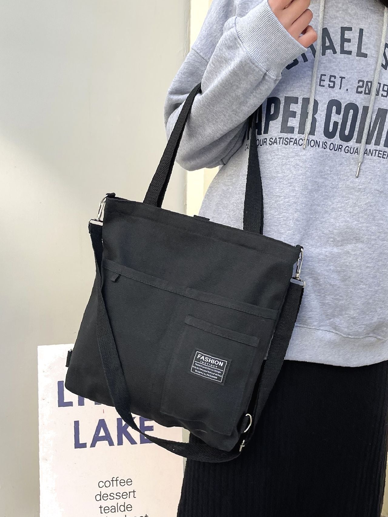 Maxct - Letter Graphic Shopper Bag with Bag Charm  - Women Tote Bags