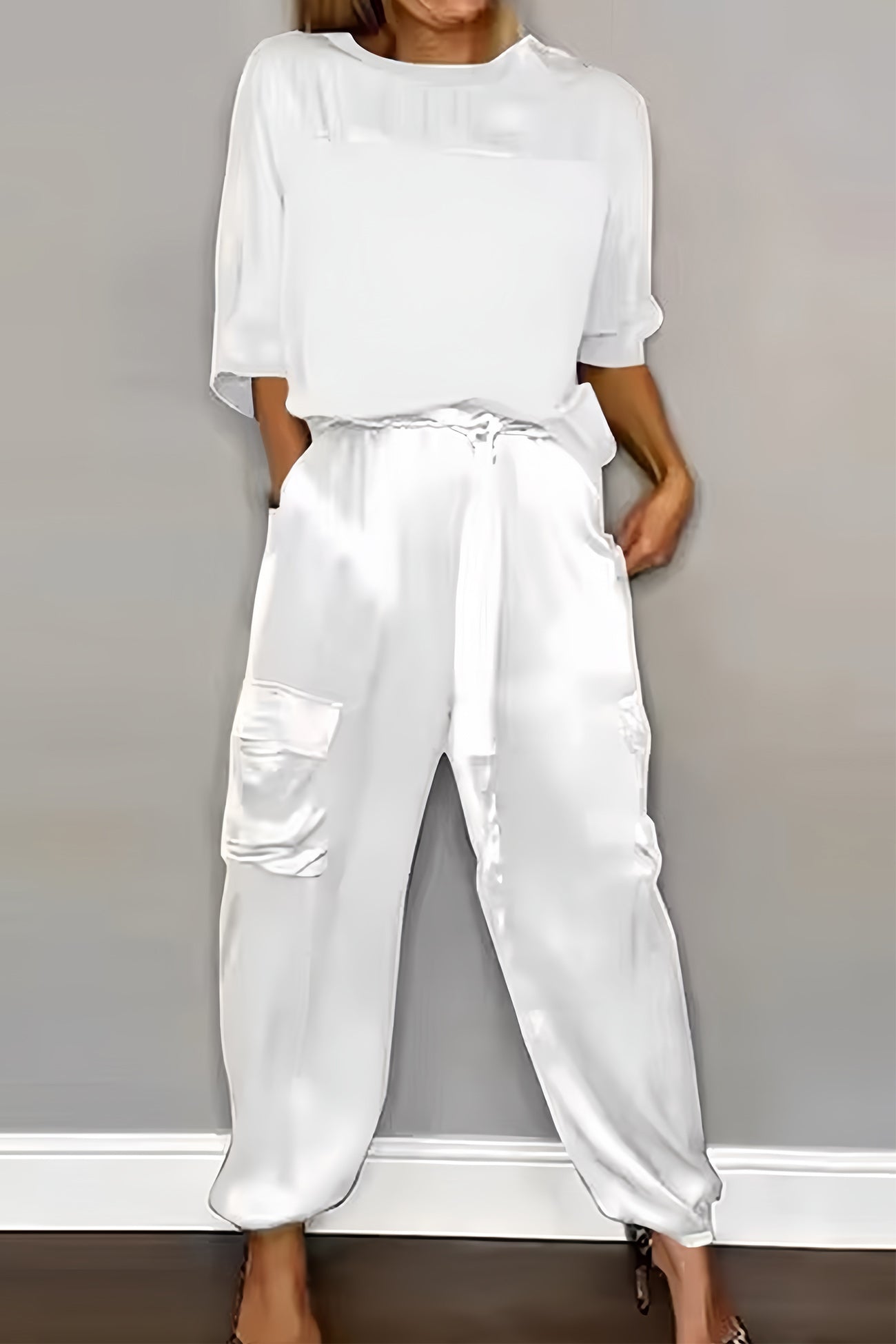 Maxct Satin Half Sleeve Shirt Two-piece Pants Set