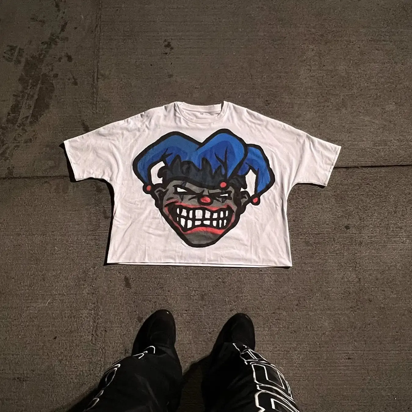 Maxct American fashion trend letter print oversized round T-shirt men's street hip-hop casual Harajuku loose short-sleeved top