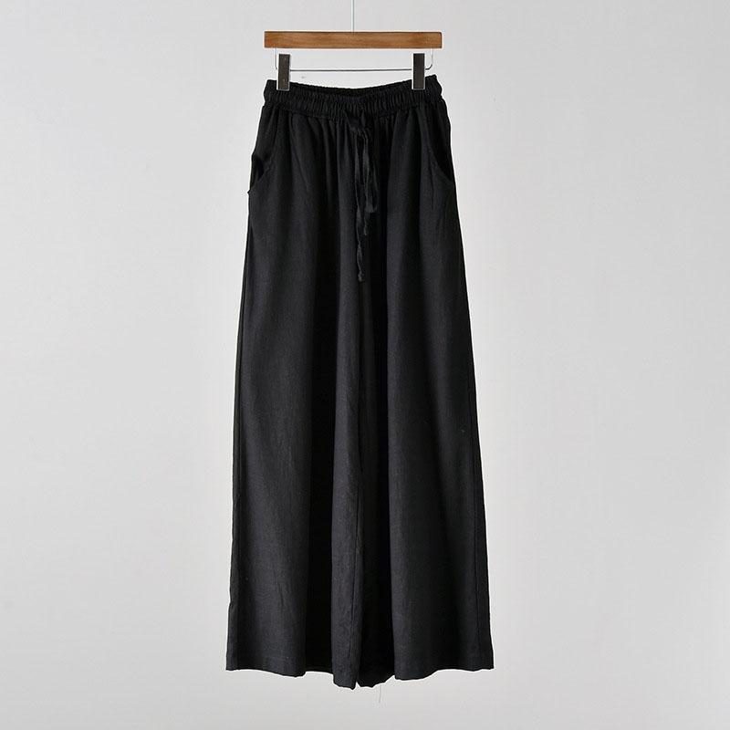 Women Cotton Linen Wide Leg Pants