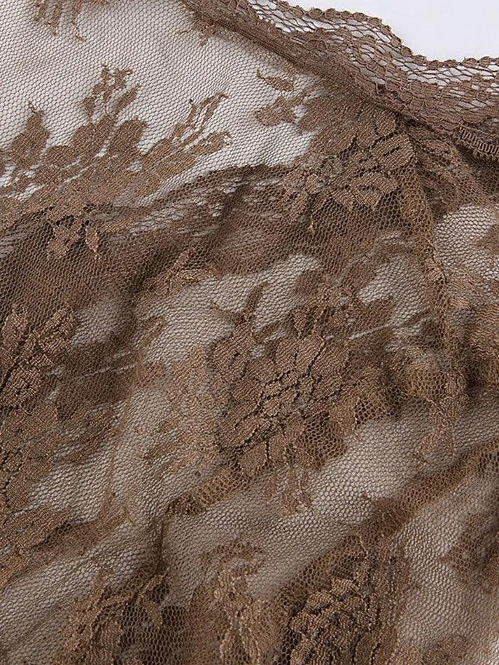 Maxct Open Front Lace Long Sleeve Crop Blouse
