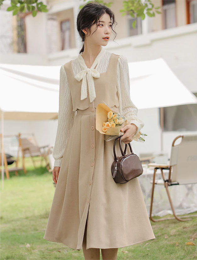 Scallop Button Up Twofer Dress Maxct