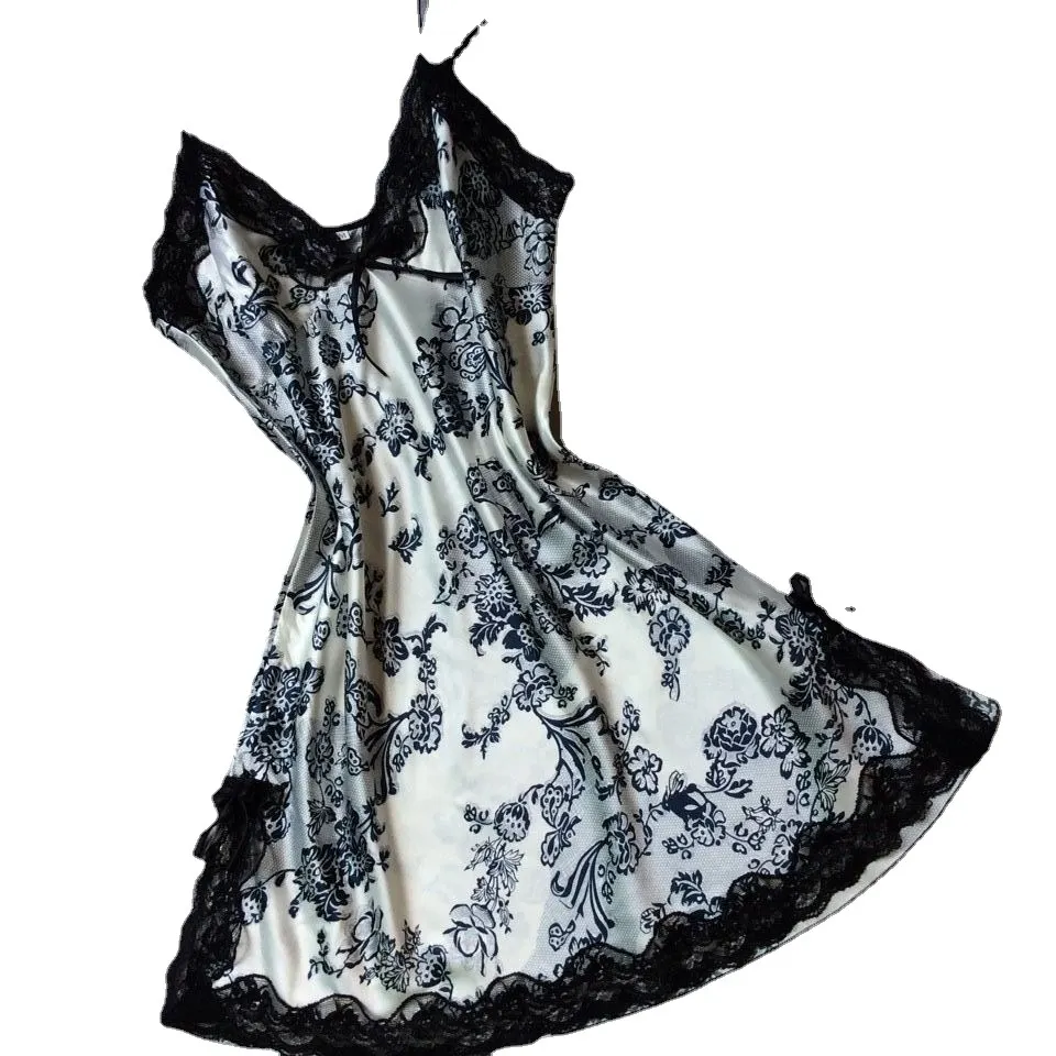 Maxct frat outfits Summer Silk-like Women's Suspender Nightdress Sexy V-neck Spinning Satin Pajamas Home Wear Agent