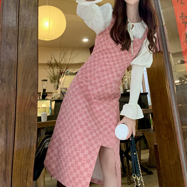 Heart Checkerboard Asymmetrical Dress Maxct