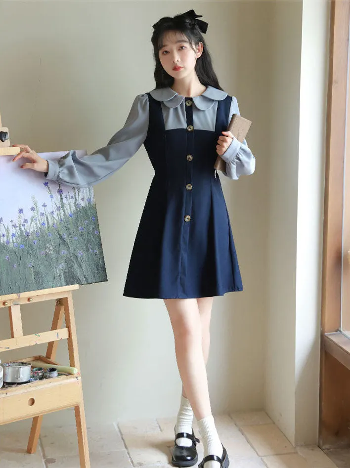 Scallop Collar Twofer Mini Dress Maxct