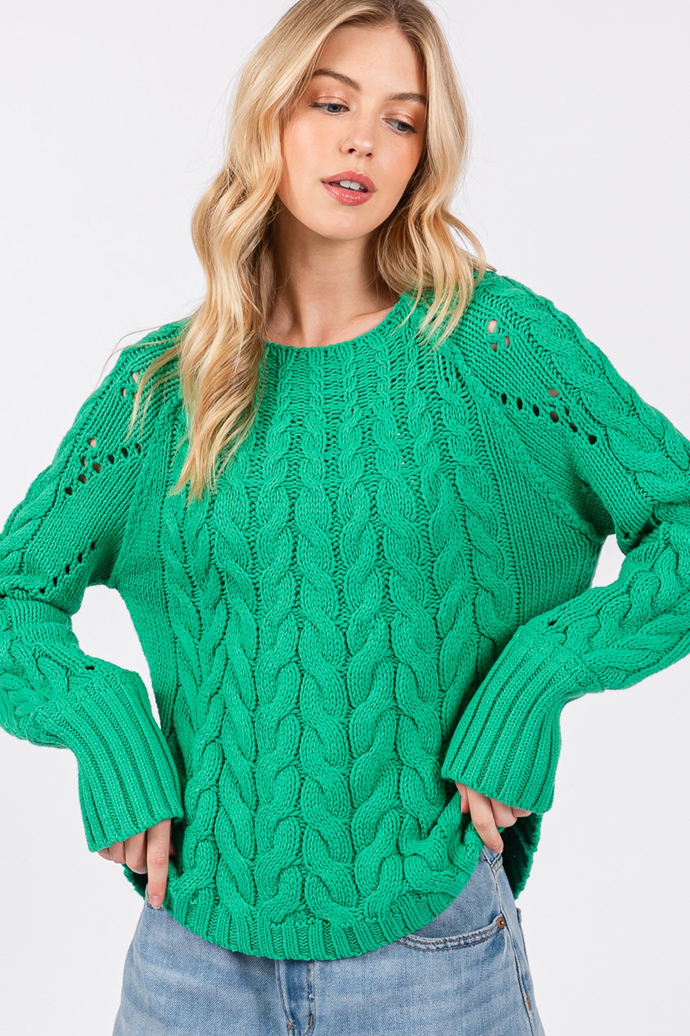 Maxct &SAGE + FIG Cable-Knit Long Sleeve Sweater