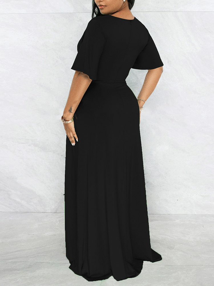 V Neck Ruffle Maxi Dress Maxct