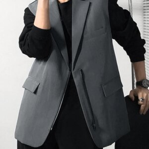 Maxct - Mens Solid Sleeveless Loose Zip Waistcoat J