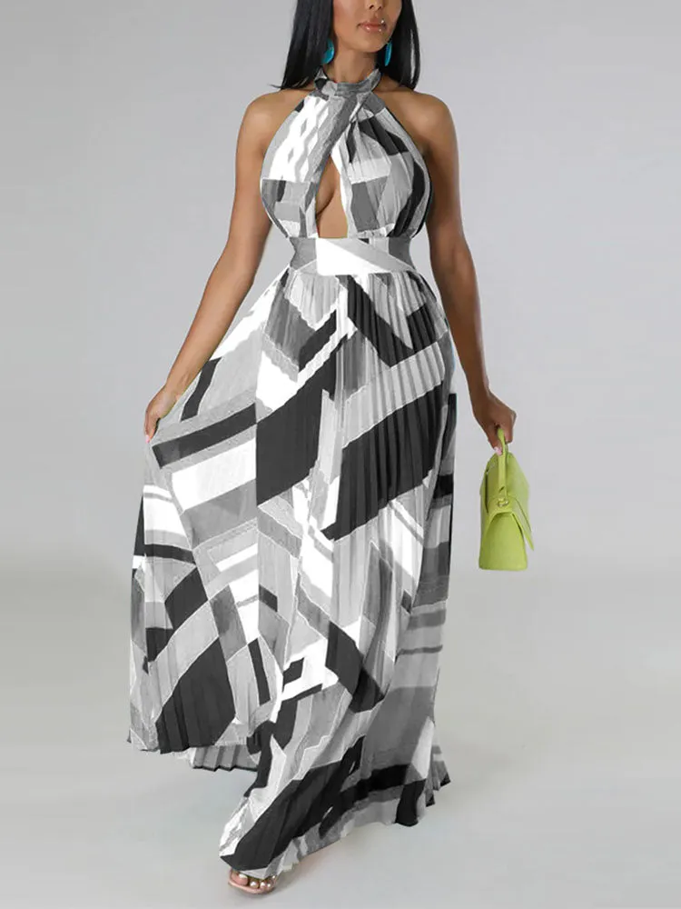 Halter Pleated Maxi Dress Maxct